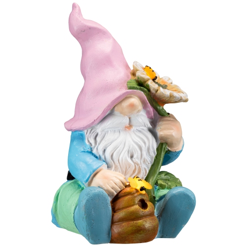 LED Solar Lighted Sunflower Gnome Outdoor Garden Statue - 8.5"