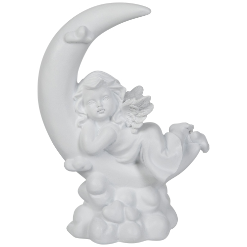 Girl Cherub Laying on Crescent Moon Statue - 7.25"