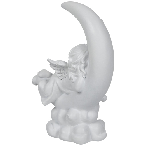 Girl Cherub Laying on Crescent Moon Statue - 7.25"