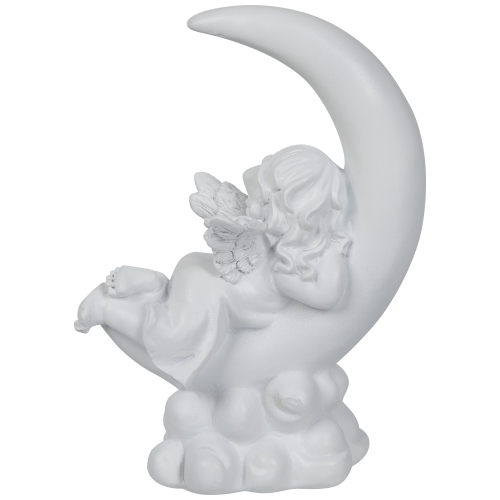 Girl Cherub Laying on Crescent Moon Statue - 7.25"
