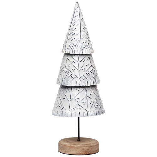 Winter Wonderland Metal Cone Christmas Tree Decoration - 13"