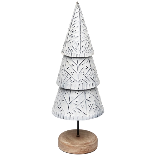 Winter Wonderland Metal Cone Christmas Tree Decoration - 13"