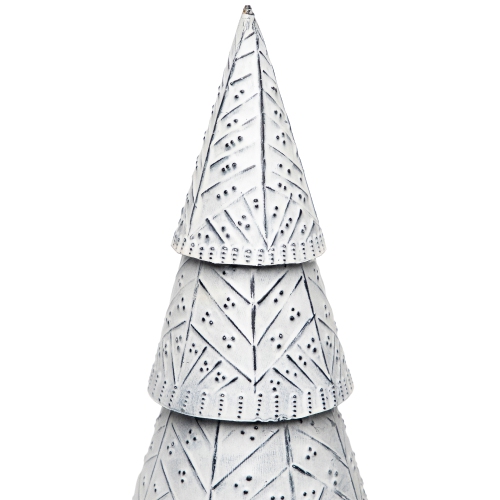 Winter Wonderland Metal Cone Christmas Tree Decoration - 13"