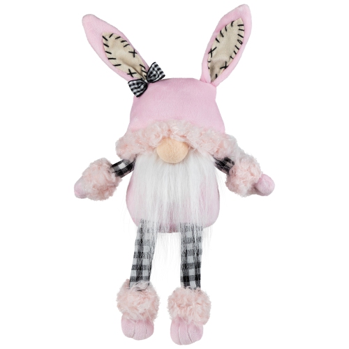 Bunny Ears Sitting Easter Gnome with Dangling Legs - 12" - Pink