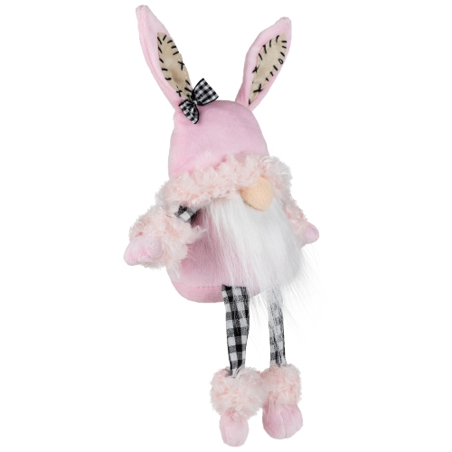 Bunny Ears Sitting Easter Gnome with Dangling Legs - 12" - Pink