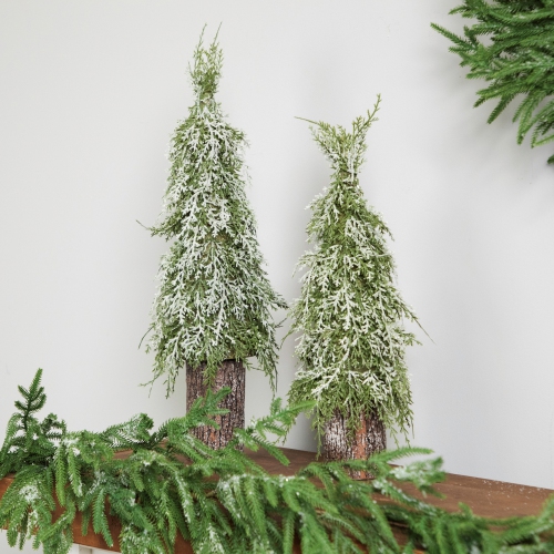 Iced Cedar Pine Artificial Mini Christmas Tree - 22" - Unlit