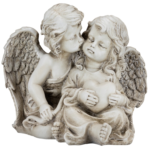 Double Cherubs with Heart Statue - 9"