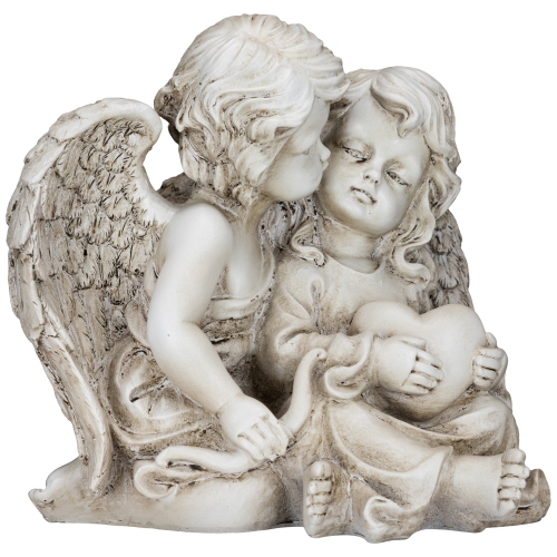 Double Cherubs with Heart Statue - 9"