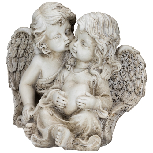 Double Cherubs with Heart Statue - 9"
