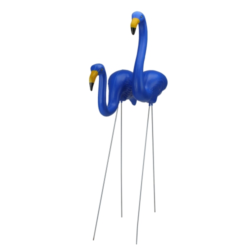 Set of 2 Blue Tropical Flamingo Outdoor Lawn Stakes 33"