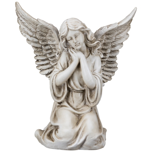 Kneeling Angel with Open Wings Statue - 13"