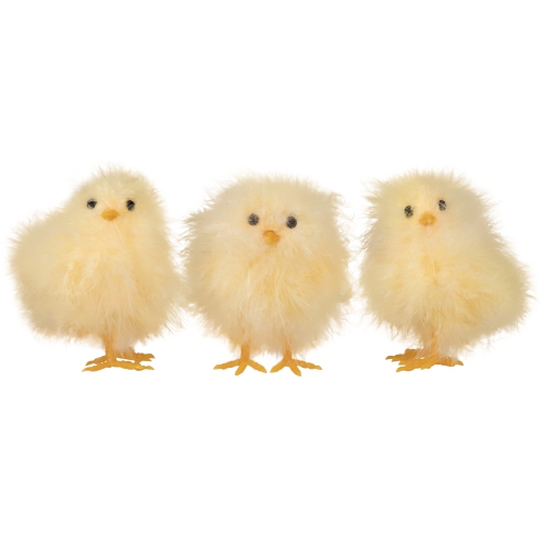 Fuzzy Easter Baby Chick Decorations - 3.25" - Set of 3