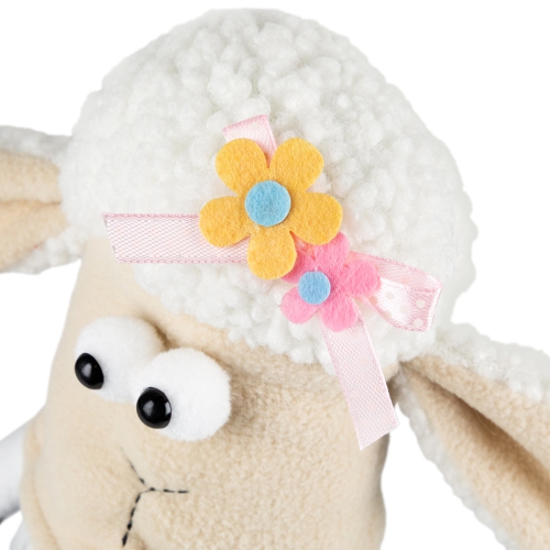 Plush Springtime Floral Sheep Gnome Easter Decoration - 9" - Gray and White