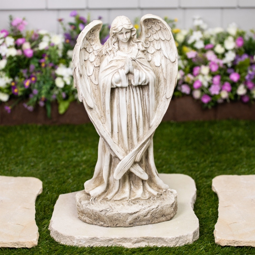 Praying Angel Outdoor Garden Statue - 17"