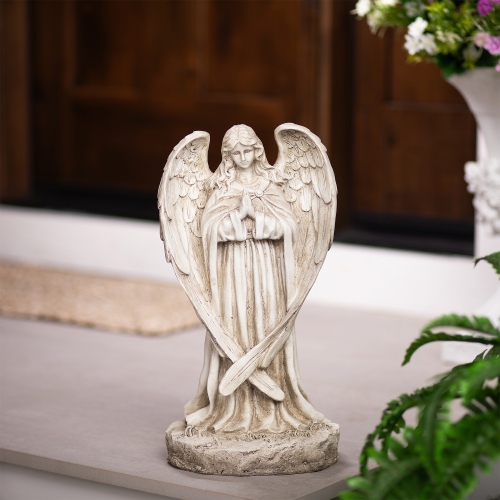 Praying Angel Outdoor Garden Statue - 17"