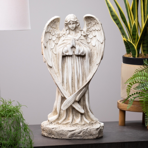 Praying Angel Outdoor Garden Statue - 17"