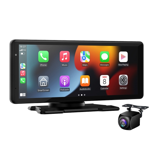 Image 1 de 10.. Multimédia 8.1&nbsp;po Écran tactile Portable sans fil CarPlay et Android Auto avec caméra de recul, haut-parleur et microphone intégrés pour l'auto