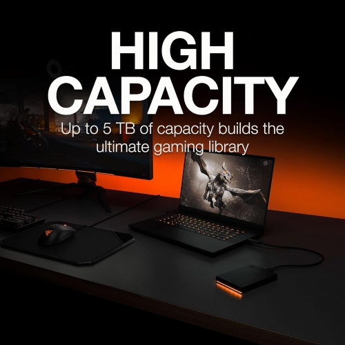 Seagate FireCuda Gaming Hard Drive External Hard Drive 1TB - USB 3.2 Gen 1, RGB LED Lighting for PC and Mac with Rescue Services