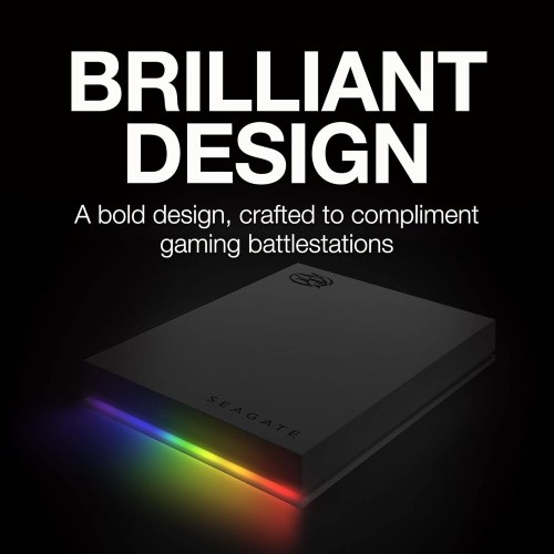 Seagate FireCuda Gaming Hard Drive External Hard Drive 1TB - USB 3.2 Gen 1, RGB LED Lighting for PC and Mac with Rescue Services