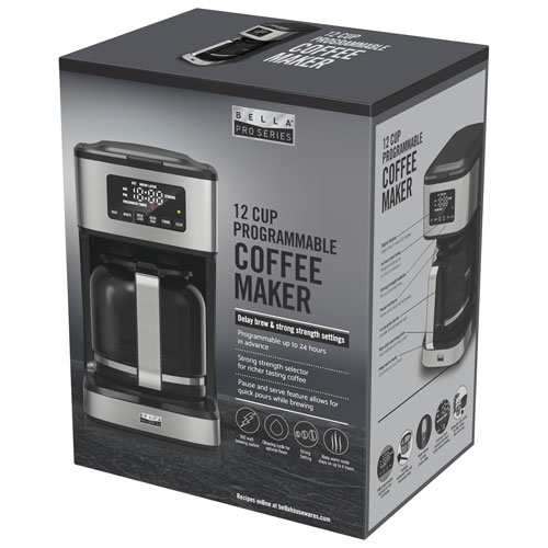 Open Box - Bella Pro Programmable Drip Coffee Maker -12-Cups - Stainless Steel