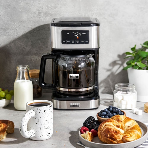 Remis à neuf - Cafetière à filtre programmable Bella Pro - 12 tasses - Acier inoxydable