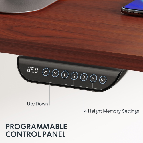 FlexiSpot Dual-Motor 3-Stage Electric Standing Desk with 55x28 Inch Mahogany Desktop and Black Frame Heavy-Duty Height Adjustable Design