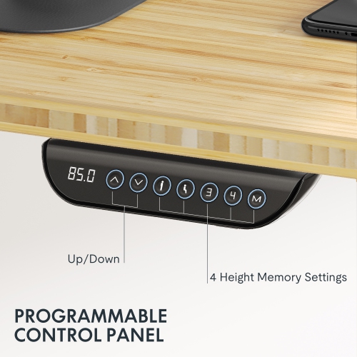 FlexiSpot Dual-Motor 3-Stage Electric Standing Desk with 72x30 Inch Bamboo Desktop and White Frame Heavy-Duty Height Adjustable Design