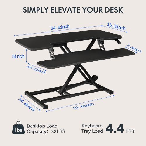 FlexiSpot 35in Standing Desk Converter, Black