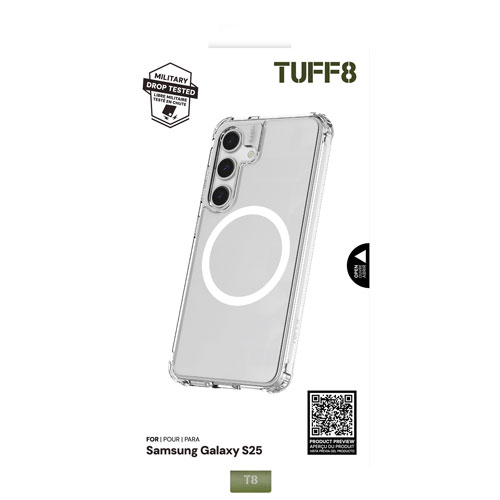 TUFF8 QI2 Rugged Case with MagSafe for Galaxy S25 - Clear
