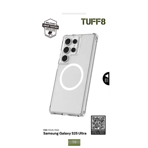 TUFF8 QI2 Rugged Case with MagSafe for Galaxy S25 Ultra- Clear