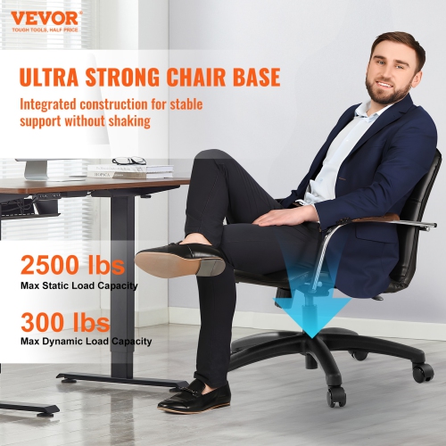 VEVOR 28" Office Chair Base Replacement, 2500 lbs Static Load, Computer Desk Chair Stool Base Part with 5 Casters, Gas Cylinder & Seat Plate, Desk