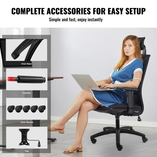 VEVOR 28" Office Chair Base Replacement, 2500 lbs Static Load, Computer Desk Chair Stool Base Part with 5 Casters, Gas Cylinder & Seat Plate, Desk