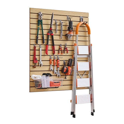 VEVOR 4 x 4ft MDF Garage Slatwall with Modular Design, Natural Slat Wall Easy-to-Install Adjustable Slatwall Panel with Coupling Structure & DIY