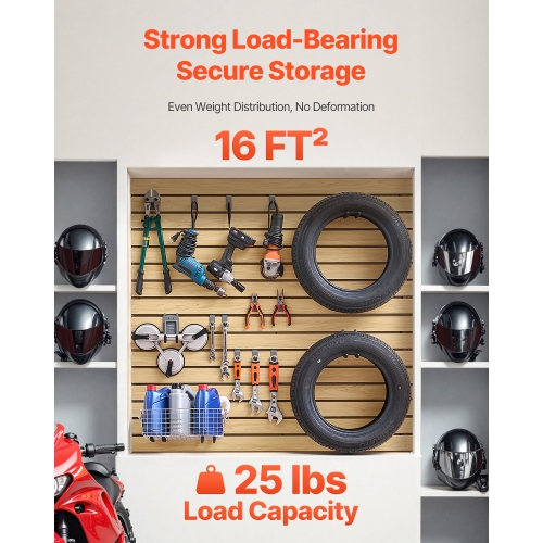 VEVOR 4 x 4ft MDF Garage Slatwall with Modular Design, Natural Slat Wall Easy-to-Install Adjustable Slatwall Panel with Coupling Structure & DIY