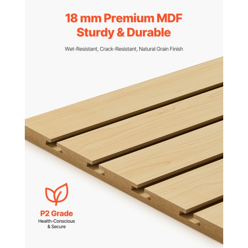 VEVOR 4 x 4ft MDF Garage Slatwall with Modular Design, Natural Slat Wall Easy-to-Install Adjustable Slatwall Panel with Coupling Structure & DIY