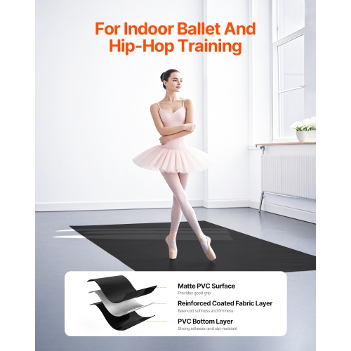 Plancher de danse de 6,6 x 3 pi VEVOR, tapis de yoga portatif avec sac de rangement, tapis d'entraînement épais 1,5&nbsp;mm, tapis antidérapants pour
