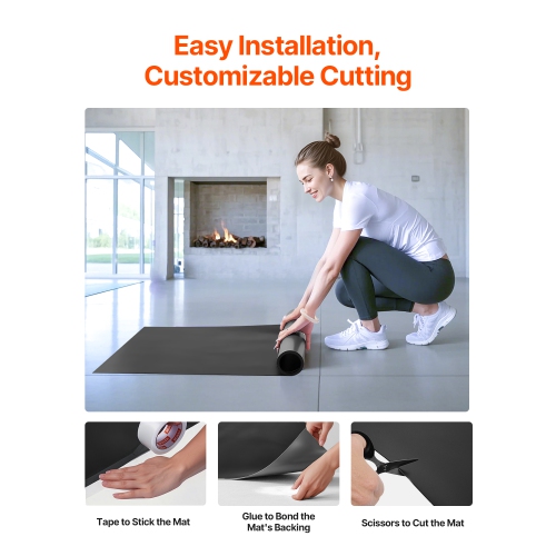 Plancher de danse de 6,6 x 3 pi VEVOR, tapis de yoga portatif avec sac de rangement, tapis d'entraînement épais 1,5&nbsp;mm, tapis antidérapants pour