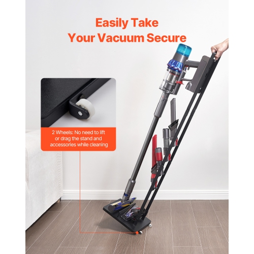 Support d'aspirateur stable VEVOR Compatible avec le V6 V7 V8 V10 V11 V15 de Dyson, avec roues pour aspirateur vertical sans fil DC30 DC31 DC35 DC58