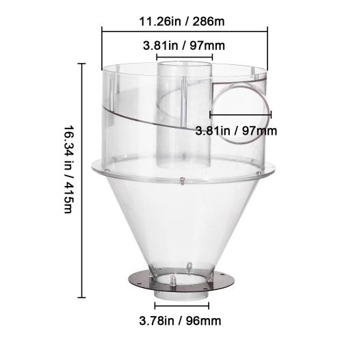 VEVOR 4" Retrofit Cyclone Separator for Dust Collectors, ABS Dust Deputy With 2" Hole O.D. Connector & Hose for Wet/Dry Shop Vacuums, Fits 5-10