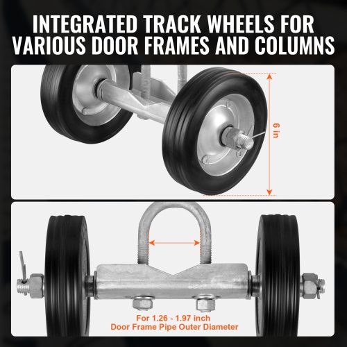 VEVOR 6” Rolling Gate Hardware Kit, Universal Sliding Gate Rollers Track Wheels, Heavy Duty Sliding Gate Guide Roller for Sliding Gates and Rolling