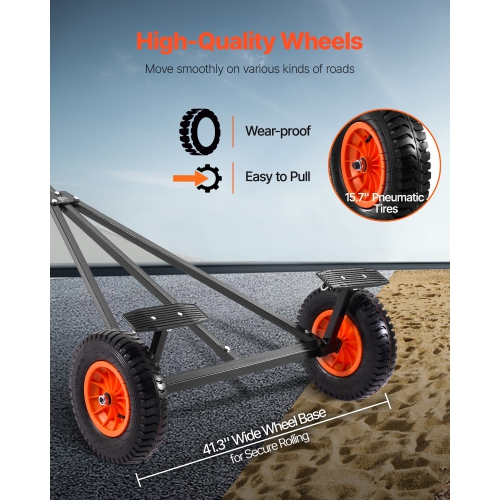 VEVOR 420lbs Load Boat Trailer Dolly,Carbon Steel Trailer Mover with Adjustable Length,15.7 in Pneumatic Tires and Nonslip Support Bracket, for
