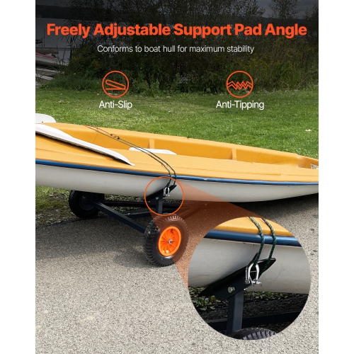 VEVOR 420lbs Load Boat Trailer Dolly,Carbon Steel Trailer Mover with Adjustable Length,15.7 in Pneumatic Tires and Nonslip Support Bracket, for