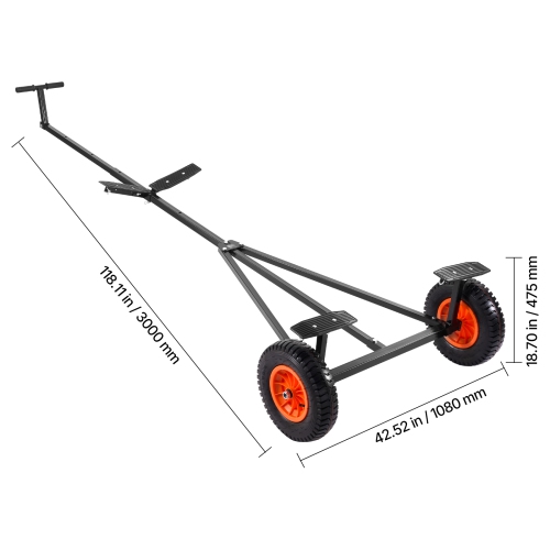 VEVOR 420lbs Load Boat Trailer Dolly,Carbon Steel Trailer Mover with Adjustable Length,15.7 in Pneumatic Tires and Nonslip Support Bracket, for