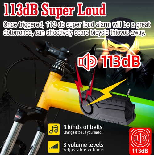 Bike Alarm with Remote(1 Pair), 113dB Wireless Anti-Theft Vibration Motorcycle Bicycle Alarm Vehicle Security Alarm System