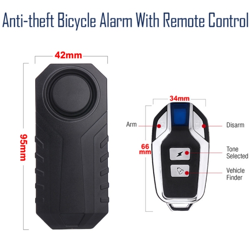 Bike Alarm with Remote(1 Pair), 113dB Wireless Anti-Theft Vibration Motorcycle Bicycle Alarm Vehicle Security Alarm System