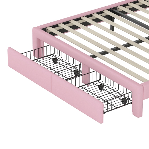 Lit double rembourré Rainbow Design Kepooman, lit plateforme en velours Princess avec tiroir de rangement