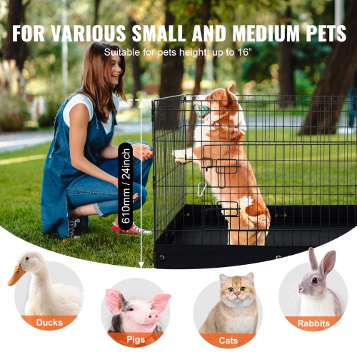 VEVOR 4 Pcs 24 x 36 in Panels Foldable Metal Pet Exercise Pen, Dog Fence Indoor and Outdoor Pen with Door and 600D Oxford Fabric Bottom Pad, for