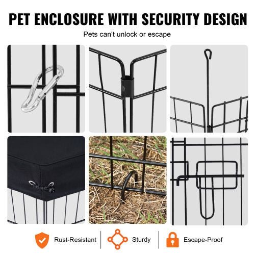 VEVOR 8 Pcs 30"H x 24"W Panels Foldable Metal Pet Exercise Pen,Dog Fence Indoor and Outdoor Pen with Door,Bottom Pad and Top Cover, Pet Playpen for