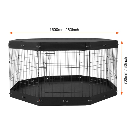 VEVOR 8 Pcs 30"H x 24"W Panels Foldable Metal Pet Exercise Pen,Dog Fence Indoor and Outdoor Pen with Door,Bottom Pad and Top Cover, Pet Playpen for