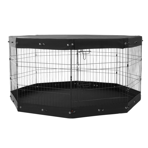 VEVOR 8 Pcs 30"H x 24"W Panels Foldable Metal Pet Exercise Pen,Dog Fence Indoor and Outdoor Pen with Door,Bottom Pad and Top Cover, Pet Playpen for